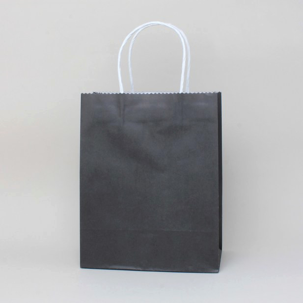 Black paper gift bag with white twist handles