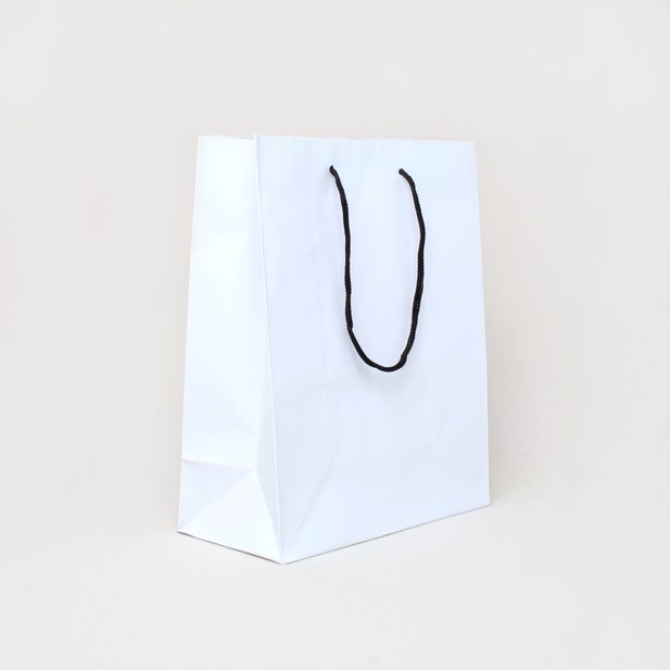 White Paper Carrier Bag With Black Handles