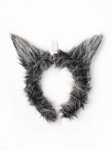 Furry grey werewolf ears on a headband