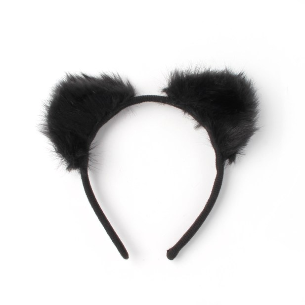 Black Furry Cat Ear Headband