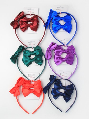 Wholesale school hair accessories - aliceband and bow set in school colours