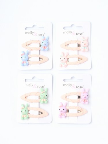Bunny hair clips in pastel colours