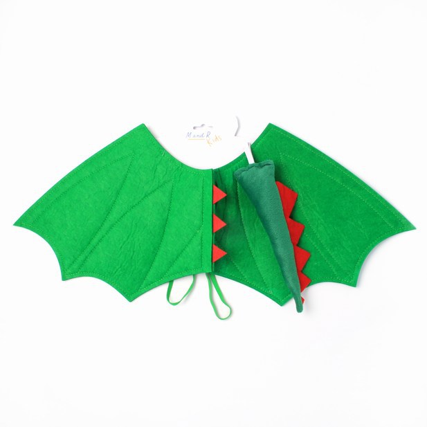 Green dragon wings and tail dressing up set