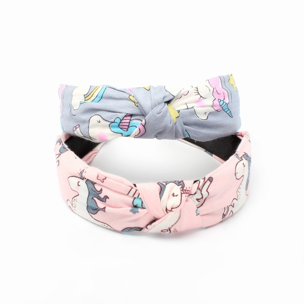 Kids Hairband - Unicorn prints in blue and pink