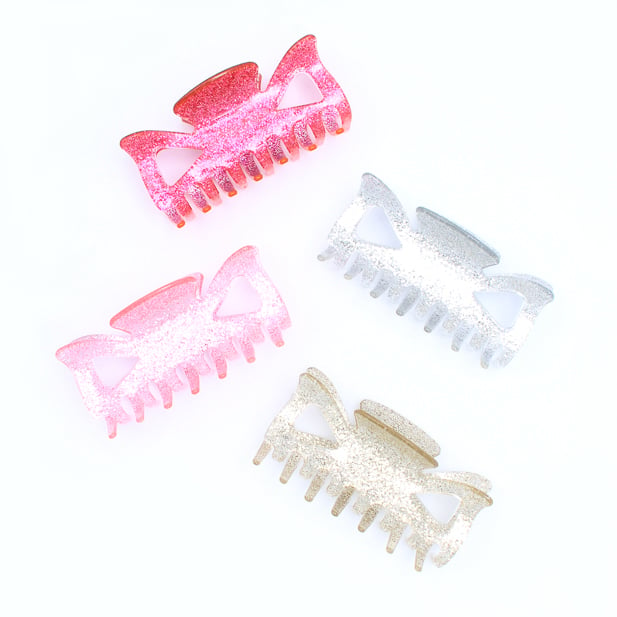 Wholesale hair clamps - glitter colours pink, silver and gold.