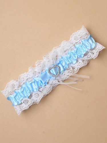 wholesale garter - blue with diamante heart