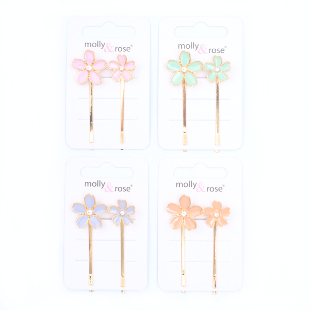 Wholesale hair clips - fower detail grips