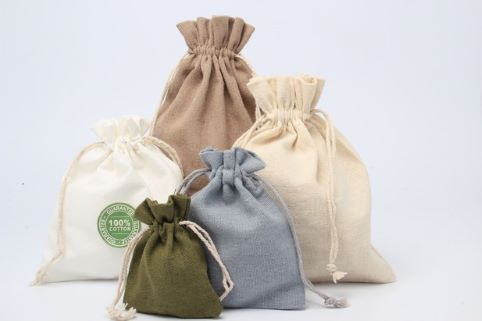 Cotton fabric drawstring gift bags
