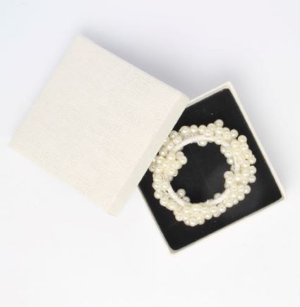 Ivory wholesale gift box with pearl scrunchie