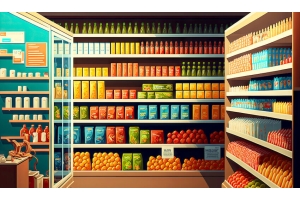 Branded packaging on shelves 
