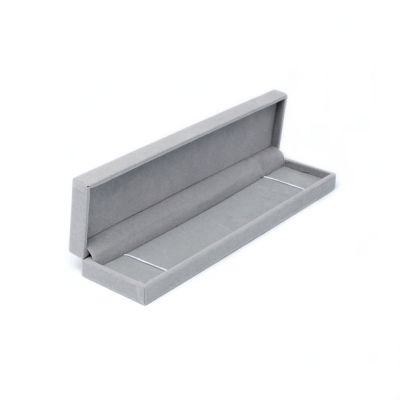 24.5x6x3cm. Grey velour hinged gift box