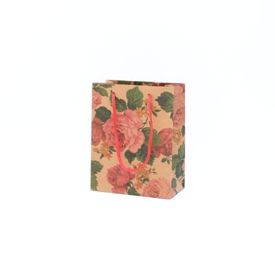 14.5x11.5x6cm. Floral print kraft gift bag