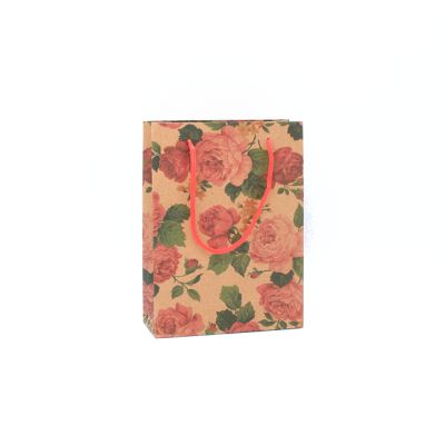 20x15x6cm. Floral print kraft gift bag