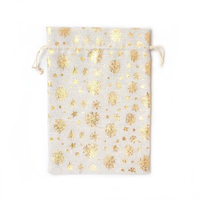 25x17cm. Gold snowflake drawstring bag