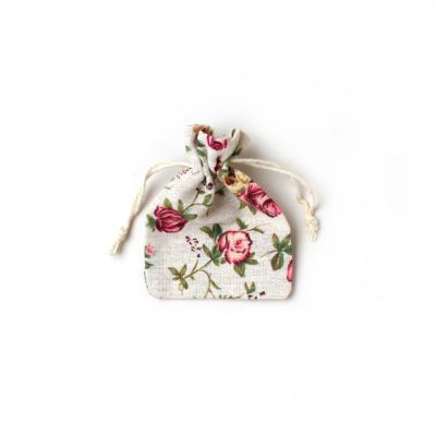 12x9cm. Floral print drawstring bag