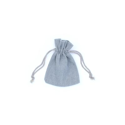 10x8cm. Grey cotton mix drawstring bag