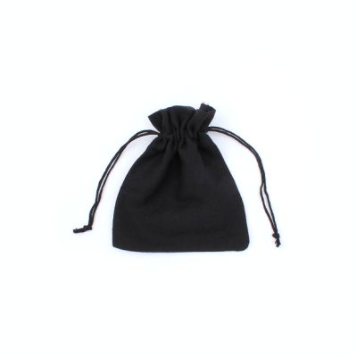 16x14cm. Black cotton rich drawstring bag