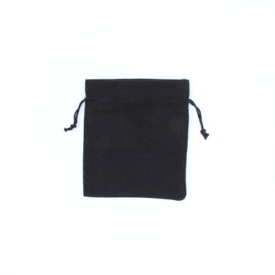 16x14cm. Black cotton rich drawstring bag