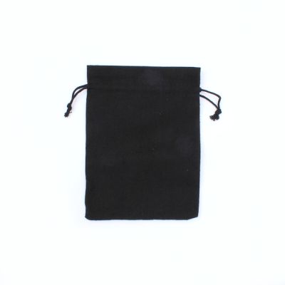 20x14.5cm. Black cotton rich drawstring bag
