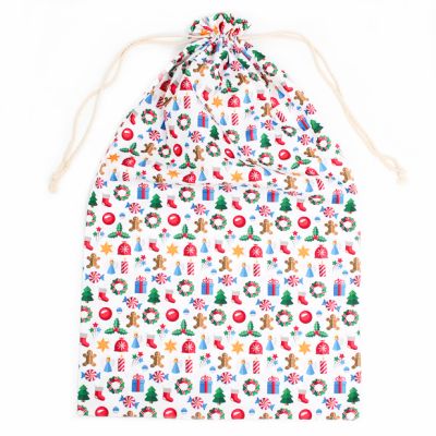 60x35cm. Mixed pack of Christmas drawstring pouches