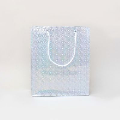 21.5x18x7.5cm. Silver holographic gift bag