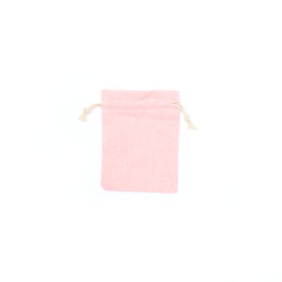 13x10cm. Soft pink cotton mix drawstring bag