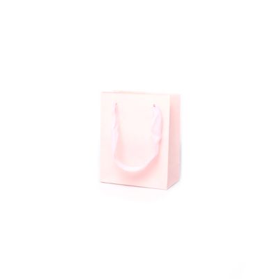 14.5x11.5x6cm. Pink paper gift bag