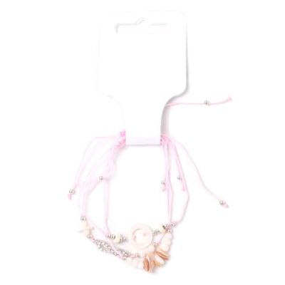 Card of 3 pink corded bracelets with stone chip charms