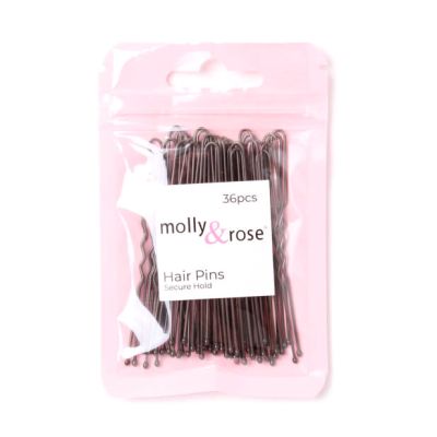 Pack of 36 Brown waved hair pins 65mm
