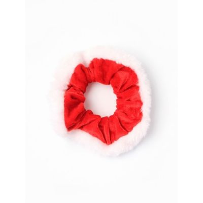 Bright red velvet Christmas scrunchie