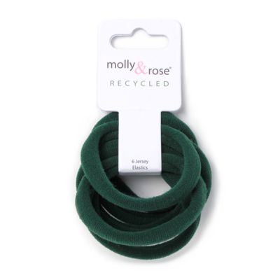 Recycled jersey elastics - Bottle Green - Card of 6 - 1cm thick Recycled jersey elastics - Bottle Green - Card of 6 - 1cm thick