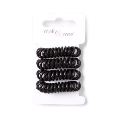 Small telephone elastic - 1cm thick - Card of 4 - Black