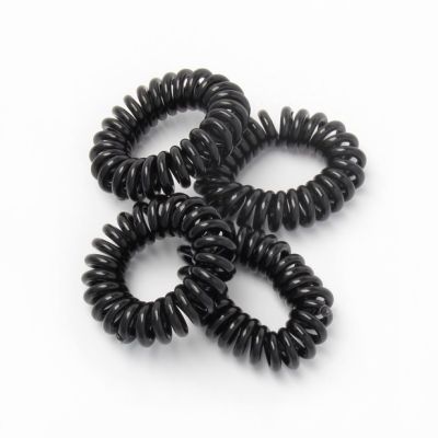 Small telephone elastic - 1cm thick - Card of 4 - Black