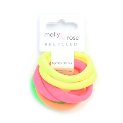 Recycled jersey elastics - Neon mix - Card of 6 - 8mm thick