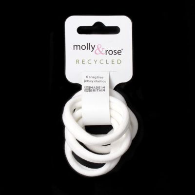 Recycled jersey elastics - White - Card of 6 - 8mm thick