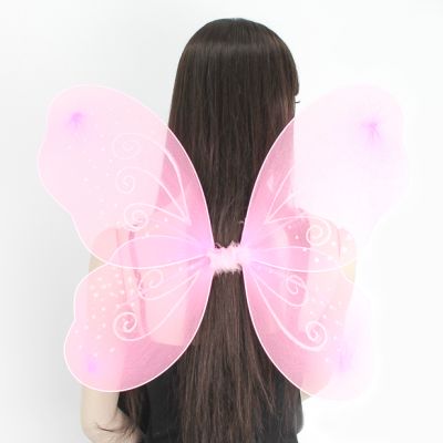 Pink net fairy wings with glitter swirls 53x42cm