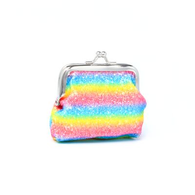 Rainbow glitter clasp purse 8x7cm