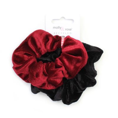 Regular - Card of 2 velvet scrunchies. 1 Black + 1 colour per card. Dia.10cm