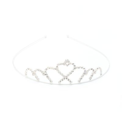 Crystal heart tiara in silver plate