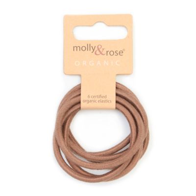 Organic cotton elastics -  Brown - Card of 6 - 4mm thick