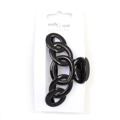 Recycled plastic linked loops design black clamp 9cm Recycled plastic linked loops design black clamp 9cm