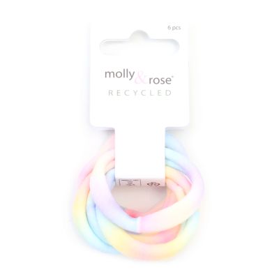 Recycled jersey elastics - Pastel Rainbow - 8mm thick - Card of 6