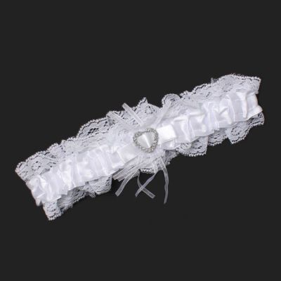 White ribbon garter with heart