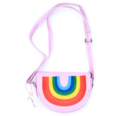 Rainbow print saddle bag with strap 14x11cm
