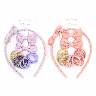 Bow Aliceband, Clips and Small Elastics Set