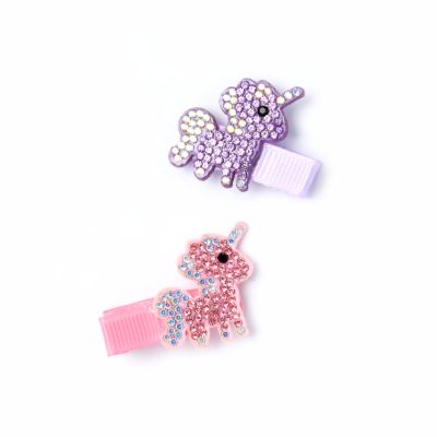 Card of 2 diamante unicorn beak clips 3.5cm Card of 2 diamante unicorn beak clips 3.5cm