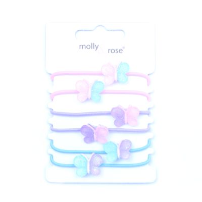 Butterfly motif elastics - Pastels - Card of 6 - 2mm thick