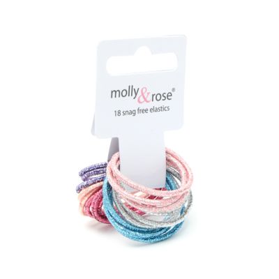 Glitter elastics - Assorted - Card of 18 - 2mm thick