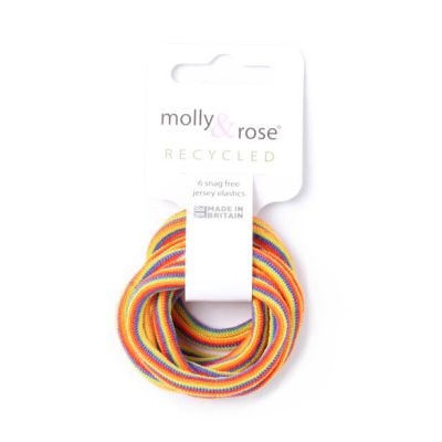 Recycled jersey elastics - Rainbow - Card of 6 - 8mm thick