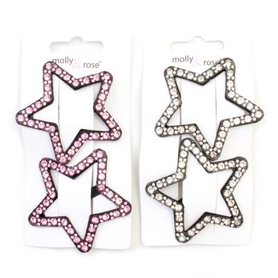 FAULTY. Card of 2 star shaped diamante sleepies 6cm